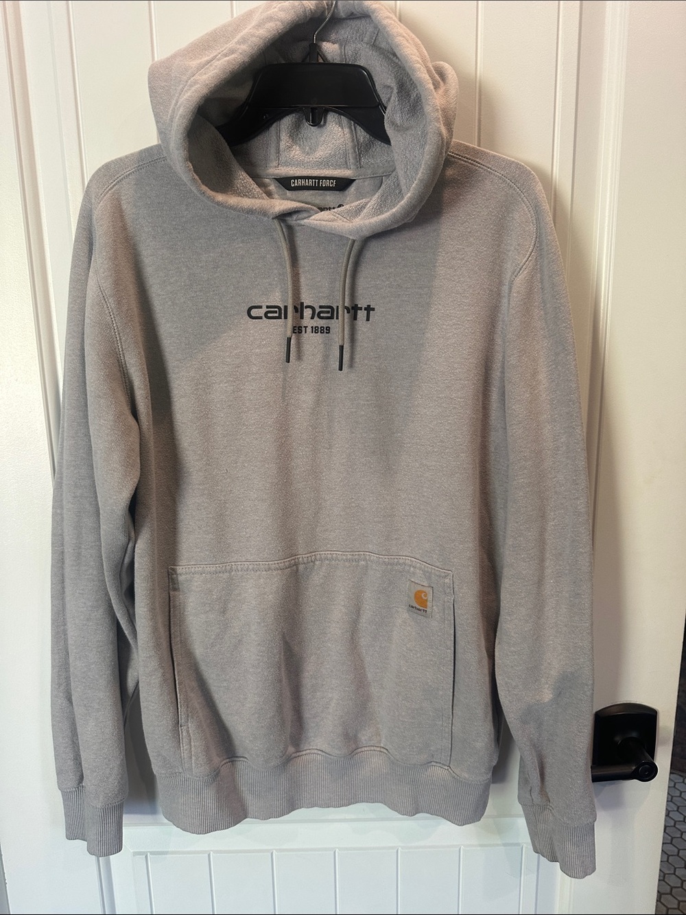Carhartt Light Gray Pullover Hoodie with Center Logo